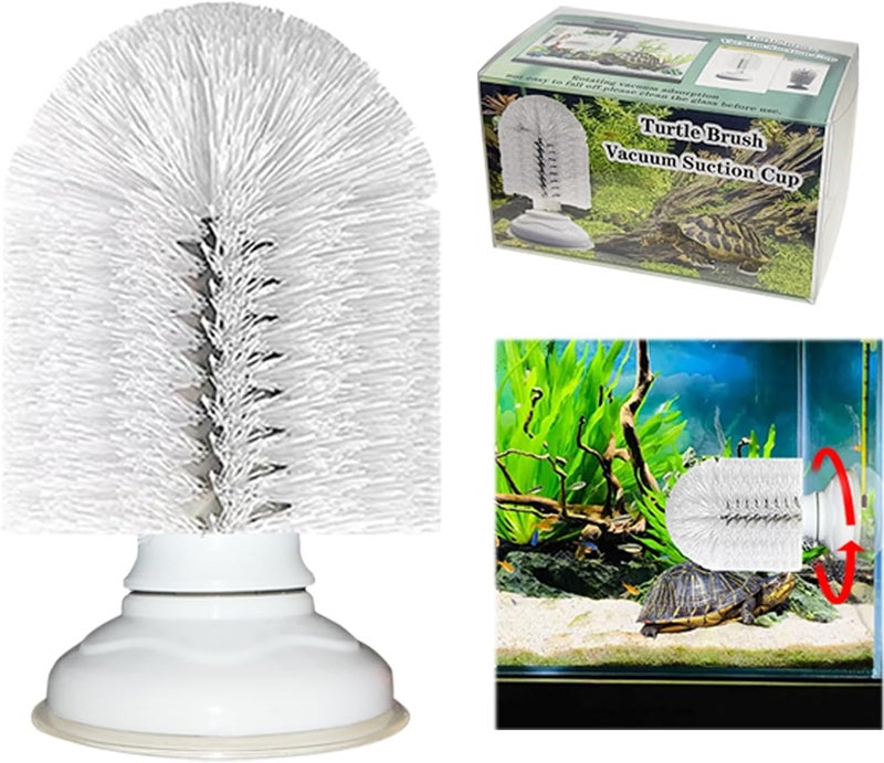 Neacus Turtle Brush with Suction Cup, Screw The Upgraded Turtle Scrub Brush Tightly on The Glass, It is Not Easy to Fall Off and Slide, Helping The Turtle Remove Dirt on The Back and Abdomen. - Image 1